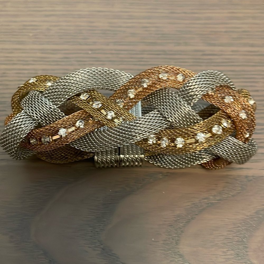 NEW silver/gold w/rinestone bracelet measures approx.7.5 inches Magnetic closure